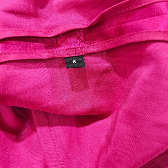 Doncaster‎ Fuchsia Silk Blend Casual Belted Jacket Hidden Buttons Size 6 - Picture 8 of 9